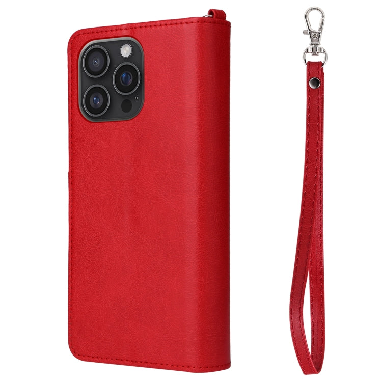 For iPhone 16 Pro Max Solid Color 2 in 1 Zipper Shockproof Phone Case(Red) - iPhone 16 Pro Max Cases by buy2fix | Online Shopping UK | buy2fix