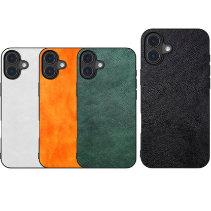 For iPhone 16 Dual Color Lichi Texture PU Phone Case(Orange) - iPhone 16 Cases by buy2fix | Online Shopping UK | buy2fix