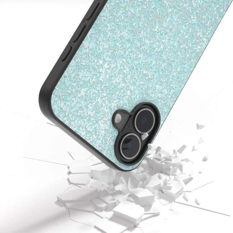 For iPhone 16 Plus Black Frame Colorful Glitter Phone Case(Light Green) - iPhone 16 Plus Cases by buy2fix | Online Shopping UK | buy2fix