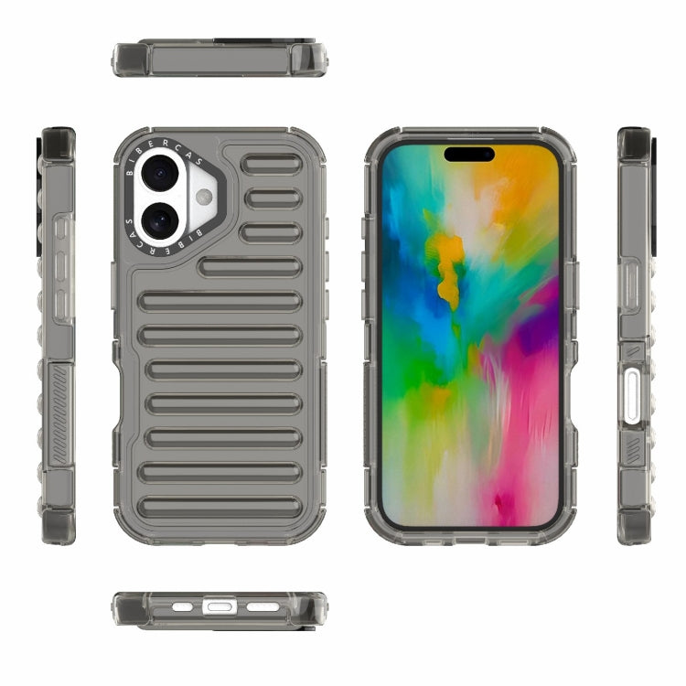 For iPhone 16 Plus High Transparency TPU Hybrid PC Airbag Phone Case(Transparent Black) - iPhone 16 Plus Cases by buy2fix | Online Shopping UK | buy2fix