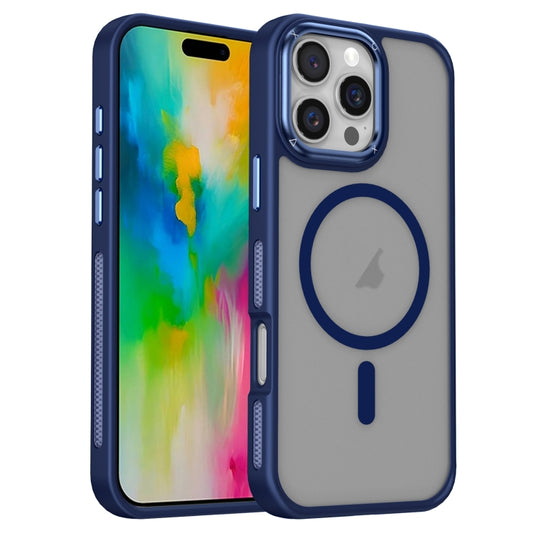 For iPhone 16 Pro Breathable Skin Feel Frosted MagSafe Magnetic Phone Case(Dark Blue) - iPhone 16 Pro Cases by buy2fix | Online Shopping UK | buy2fix