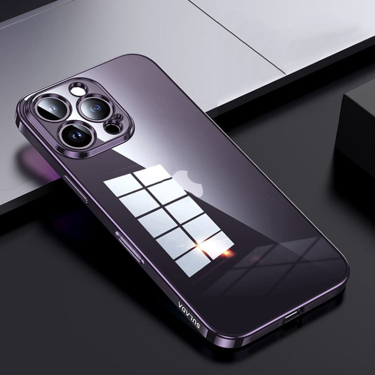 For iPhone 16 Pro Max SULADA Shine Through Series Plating TPU Transparent Phone Case(Dark Purple) - iPhone 16 Pro Max Cases by SULADA | Online Shopping UK | buy2fix