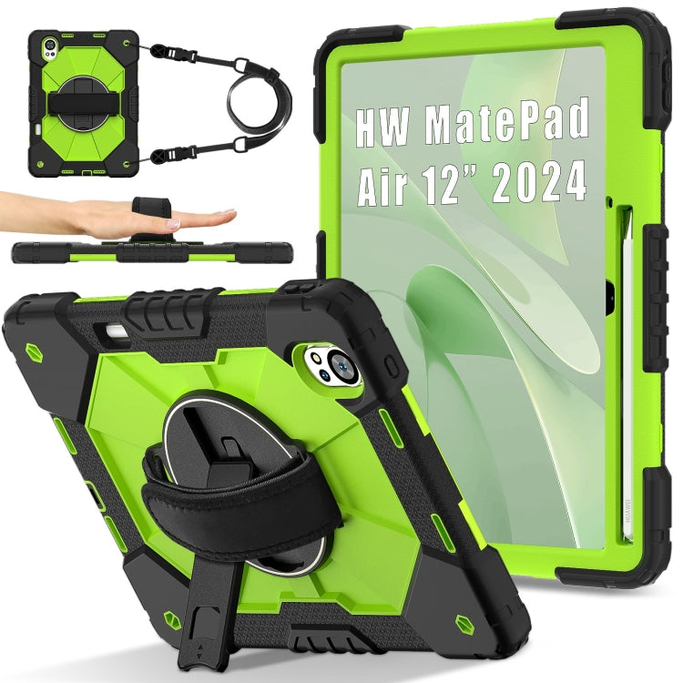 For Huawei MatePad Air 12 2024 Contrast Color Robot Silicone Hybrid PC Tablet Case(Black Yellow Green) - Huawei by buy2fix | Online Shopping UK | buy2fix