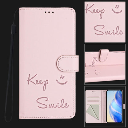 For Samsung Galaxy S25 5G Smile Embossing RFID Leather Phone Case(Pink) - Galaxy S25 5G Cases by buy2fix | Online Shopping UK | buy2fix