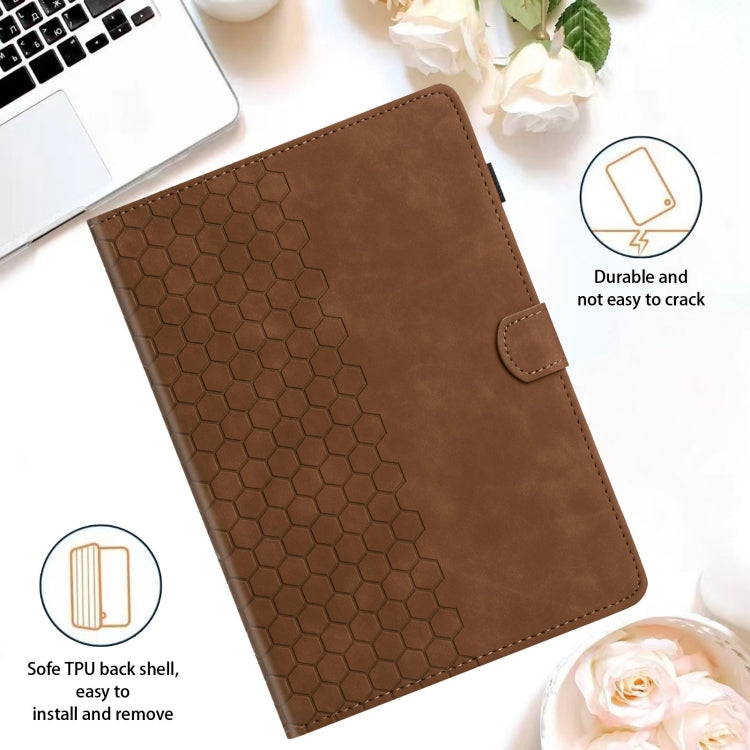 For Samsung Galaxy Tab A7 2020 T500 Honeycomb Embossed Leather Smart Tablet Case(Brown) - Other Galaxy Tab PC by buy2fix | Online Shopping UK | buy2fix