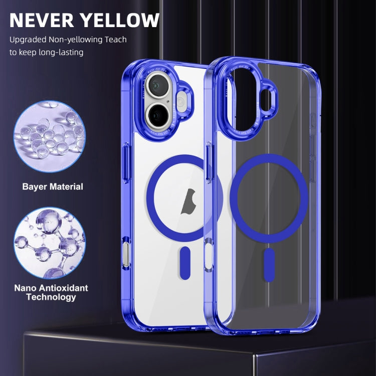 For iPhone 16 Plus Ice Color Magnetic Series Magsafe Magnetic PC Hybrid TPU Phone Case(Blue) - iPhone 16 Plus Cases by buy2fix | Online Shopping UK | buy2fix