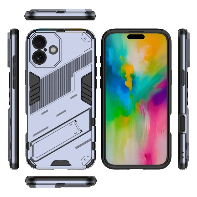 For iPhone 16 Punk Armor 2 in 1 PC + TPU Phone Case with Holder(Grey) - iPhone 16 Cases by buy2fix | Online Shopping UK | buy2fix