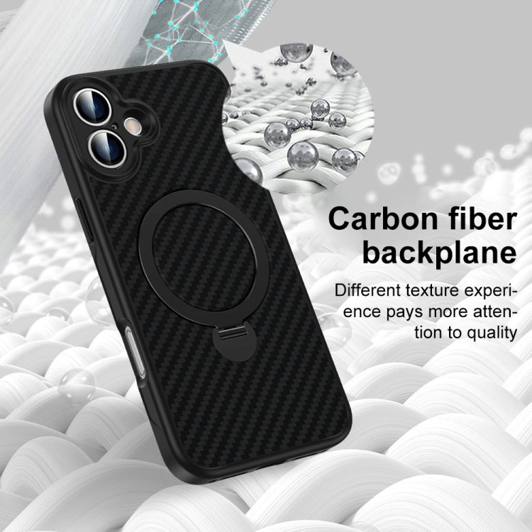 For iPhone 15 Pro Carbon Fiber MagSafe 360 Degree Rotating Holder Phone Case(Black) - iPhone 15 Pro Cases by buy2fix | Online Shopping UK | buy2fix