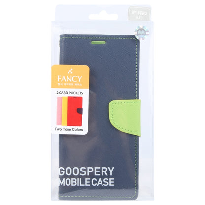 For iPhone 16 Pro Max GOOSPERY FANCY DIARY Cross Texture Leather Phone Case(Navy Blue) - iPhone 16 Pro Max Cases by GOOSPERY | Online Shopping UK | buy2fix