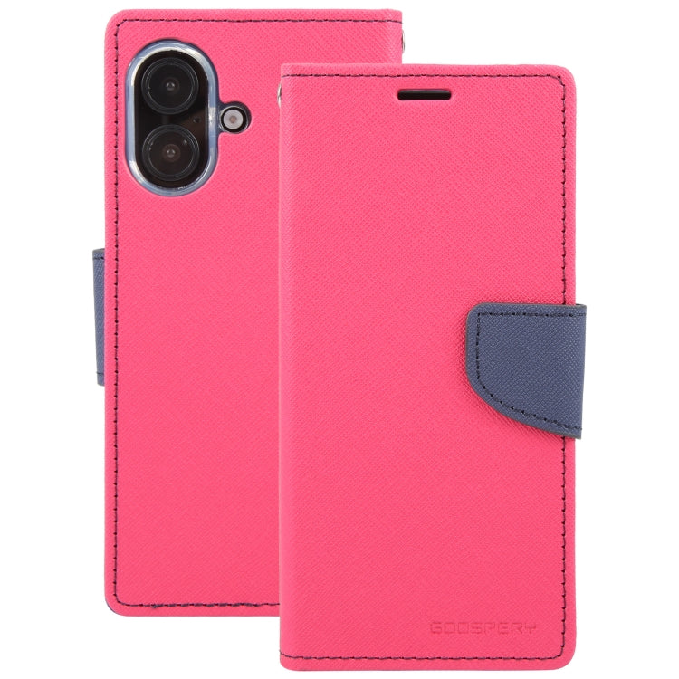 For iPhone 16 Plus GOOSPERY FANCY DIARY Cross Texture Leather Phone Case(Rose Red) - iPhone 16 Plus Cases by GOOSPERY | Online Shopping UK | buy2fix