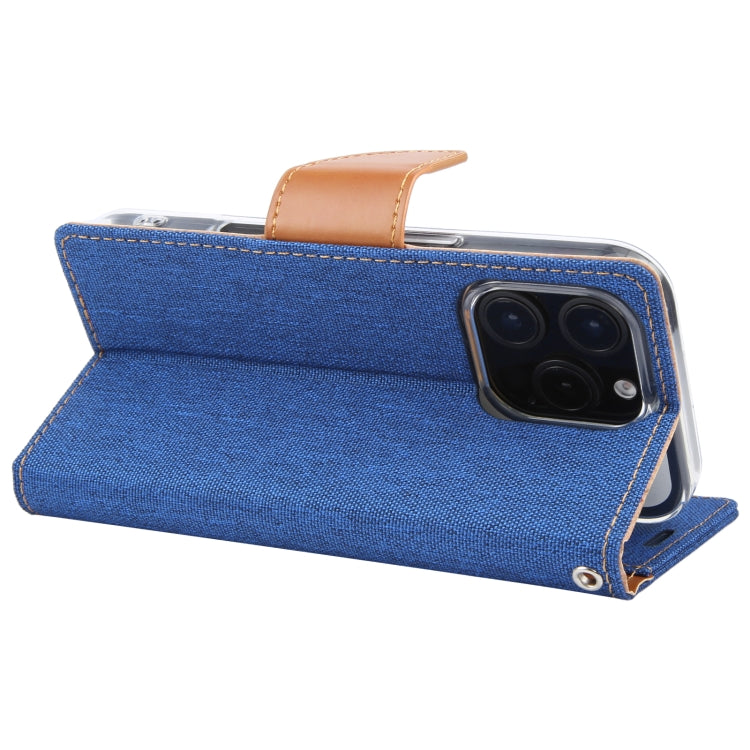 For iPhone 16 Pro Max GOOSPERY CANVAS DIARY Fabric Texture Flip Leather Phone Case(Blue) - iPhone 16 Pro Max Cases by GOOSPERY | Online Shopping UK | buy2fix