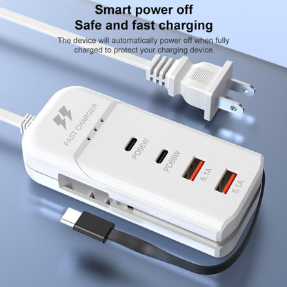 5 in 1 2 x PD 66W, 2 x USB Fast Charger Smart Power Socket, Length:1m(US Plug) - Multifunction Charger by buy2fix | Online Shopping UK | buy2fix