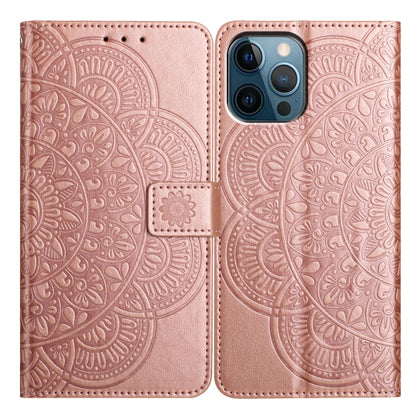 For iPhone 16 Pro Flower Embossed Leather Phone Case(Rose Gold) - iPhone 16 Pro Cases by buy2fix | Online Shopping UK | buy2fix