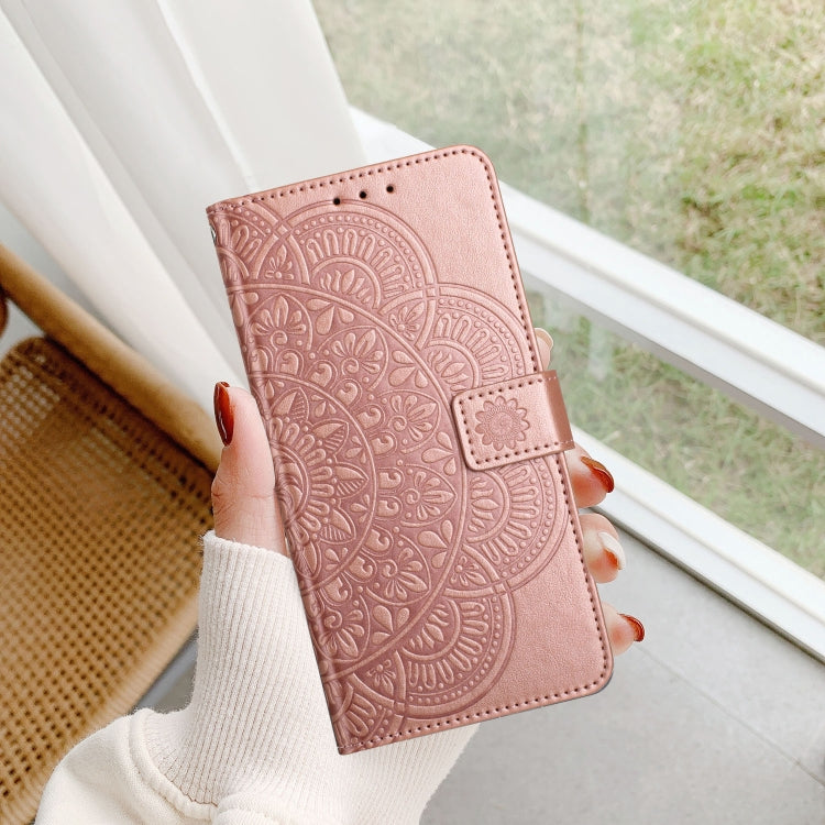 For iPhone 16 Flower Embossed Leather Phone Case(Rose Gold) - iPhone 16 Cases by buy2fix | Online Shopping UK | buy2fix