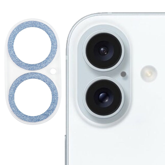 For iPhone 16 / 16 Plus Glitter Ring Tempered Glass Camera Lens Film(Blue) - iPhone 16 Plus Tempered Glass by buy2fix | Online Shopping UK | buy2fix