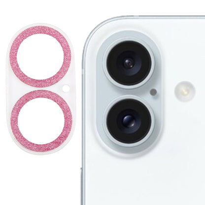 For iPhone 16 / 16 Plus Glitter Ring Tempered Glass Camera Lens Film(Pink) - iPhone 16 Plus Tempered Glass by buy2fix | Online Shopping UK | buy2fix