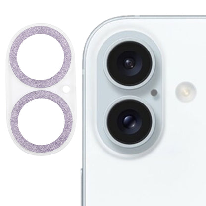 For iPhone 16 / 16 Plus Glitter Ring Tempered Glass Camera Lens Film(Purple) - iPhone 16 Plus Tempered Glass by buy2fix | Online Shopping UK | buy2fix