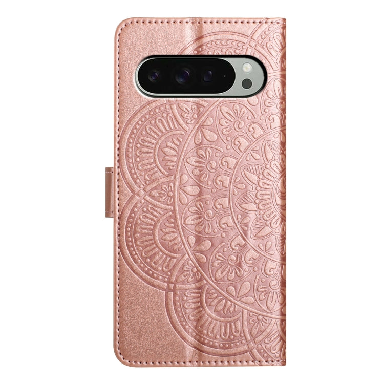 For Google Pixel 9 / 9 Pro Flower Embossed Leather Phone Case(Rose Gold) - Google Cases by buy2fix | Online Shopping UK | buy2fix