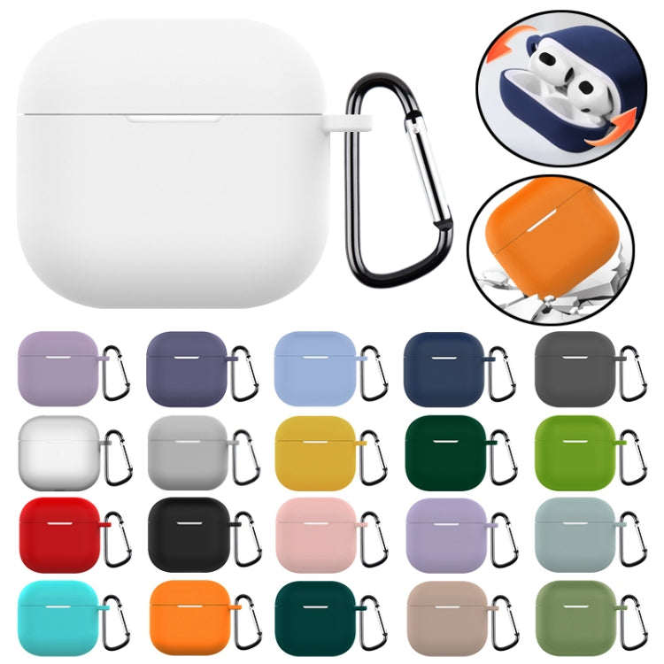 For AirPods 4 Silicone Earphone Protective Case with Hook(Mustard Green) - For AirPods 4 by buy2fix | Online Shopping UK | buy2fix