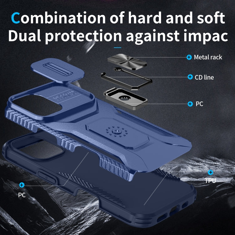 For iPhone 16 Sliding Camshield Holder Phone Case(Blue) - iPhone 16 Cases by buy2fix | Online Shopping UK | buy2fix