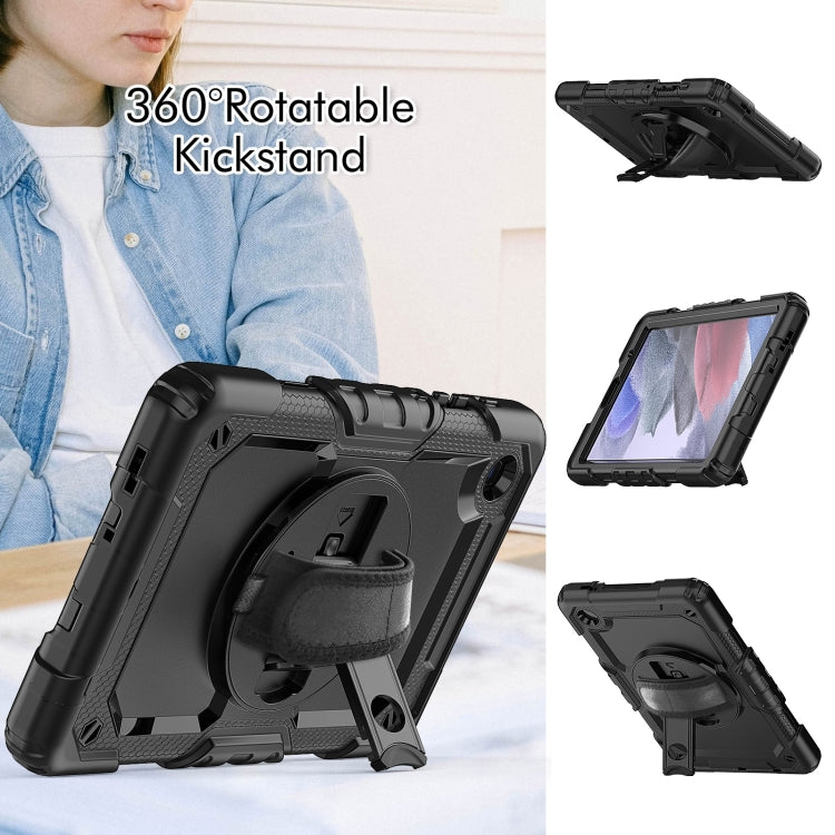 For Samsung Galaxy Tab A7 Lite T220 Silicone Hybrid PC Tablet Case with Shoulder Strap(Black) - Tab A7 Lite T220 / T225 by buy2fix | Online Shopping UK | buy2fix