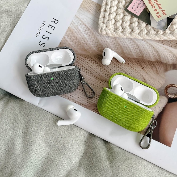 For AirPods Pro 2 Fine Cloth Texture Earbuds Box PC Case with Hook(Green) - For AirPods Pro 2 by buy2fix | Online Shopping UK | buy2fix