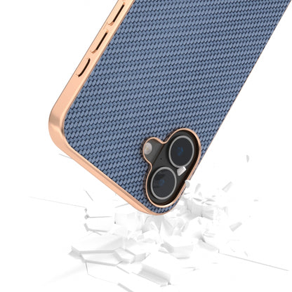 For iPhone 16 Plus Nano Electroplating Carbon Fiber Texture Phone Case(Sky Blue) - iPhone 16 Plus Cases by buy2fix | Online Shopping UK | buy2fix