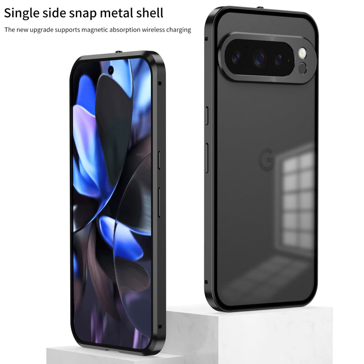 For Google Pixel 9 / 9 Pro Snap Buckle Metal Frame Frosted Phone Case(Grey) - Google Cases by buy2fix | Online Shopping UK | buy2fix