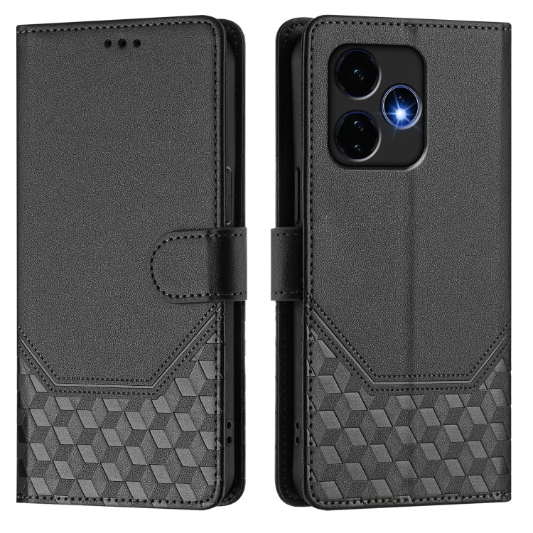 For Boost Mobile Celero 5G+ 2024 Honeycomb Embossing RFID Leather Phone Case(Black) - More Brand by buy2fix | Online Shopping UK | buy2fix