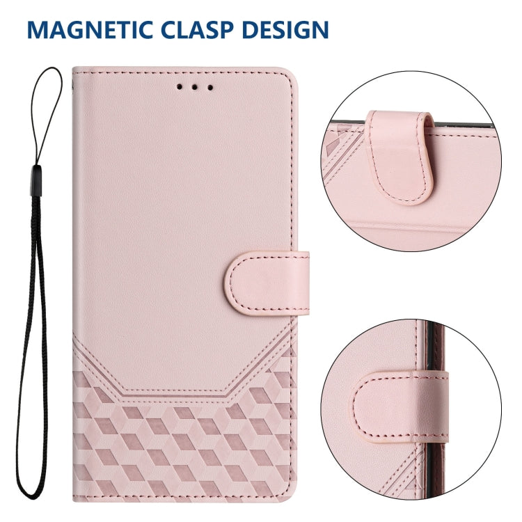 For Sony Xperia 1 VI 2024 Honeycomb Embossing RFID Leather Phone Case(Pink) - Sony Cases by buy2fix | Online Shopping UK | buy2fix