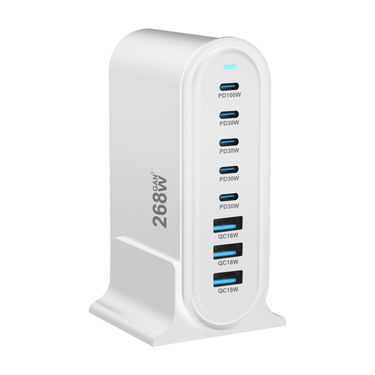 YMX-968 268W 5Type-C, 3USB 8-Ports Desktop Fast Charger, Plug Type:US Plug(White) - Multifunction Charger by buy2fix | Online Shopping UK | buy2fix