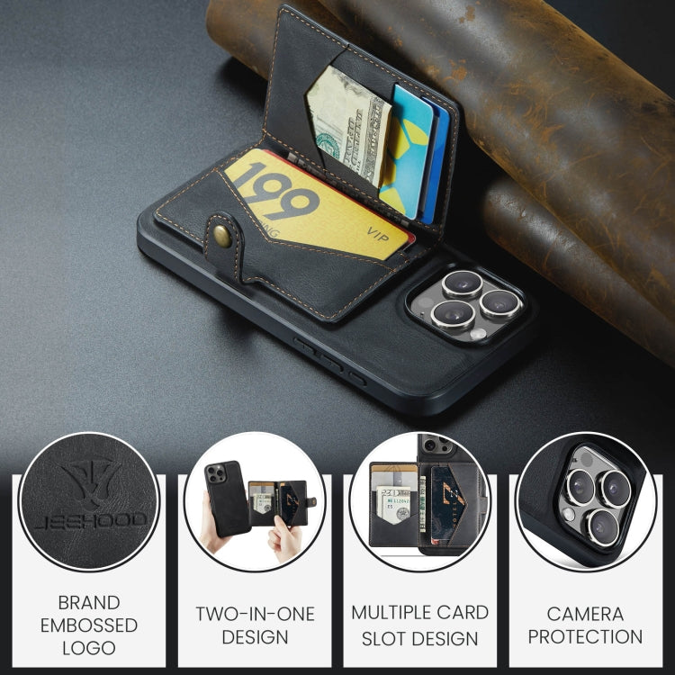 For iPhone 16 Pro JEEHOOD J01 Retro Magnetic Detachable Wallet Phone Case(Black) - iPhone 16 Pro Cases by JEEHOOD | Online Shopping UK | buy2fix