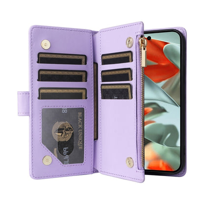 For Google Pixel 9 Pro XL Crossbody Zipper Wallet Rhombus Leather Phone Case(Purple) - Google Cases by buy2fix | Online Shopping UK | buy2fix