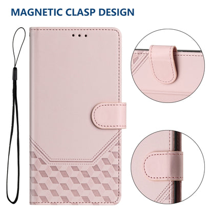 For Samsung Galaxy S25 5G Honeycomb Embossing RFID Leather Phone Case(Pink) - Galaxy S25 5G Cases by buy2fix | Online Shopping UK | buy2fix