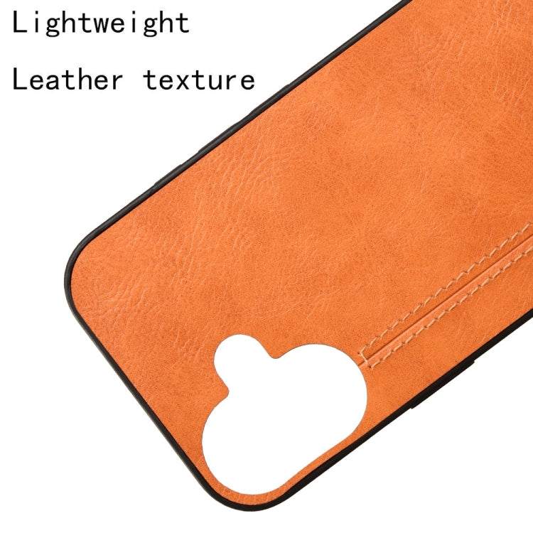 For iPhone 16 Cow Pattern Sewing Card Bag Phone Case(Orange) - iPhone 16 Cases by buy2fix | Online Shopping UK | buy2fix