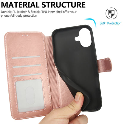 For iPhone 16 Shockproof PU + TPU Leather Phone Case(Rose Gold) - iPhone 16 Cases by buy2fix | Online Shopping UK | buy2fix