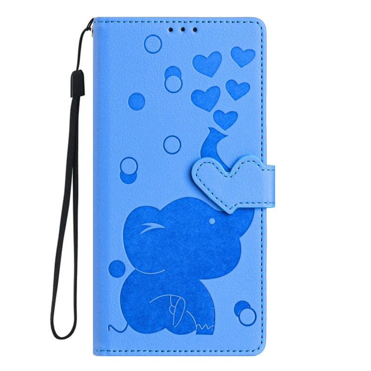 For Samsung Galaxy S25 Ultra 5G Cartoon Elephant Embossed Leather Phone Case(Blue) - Galaxy S25 Ultra 5G Cases by buy2fix | Online Shopping UK | buy2fix