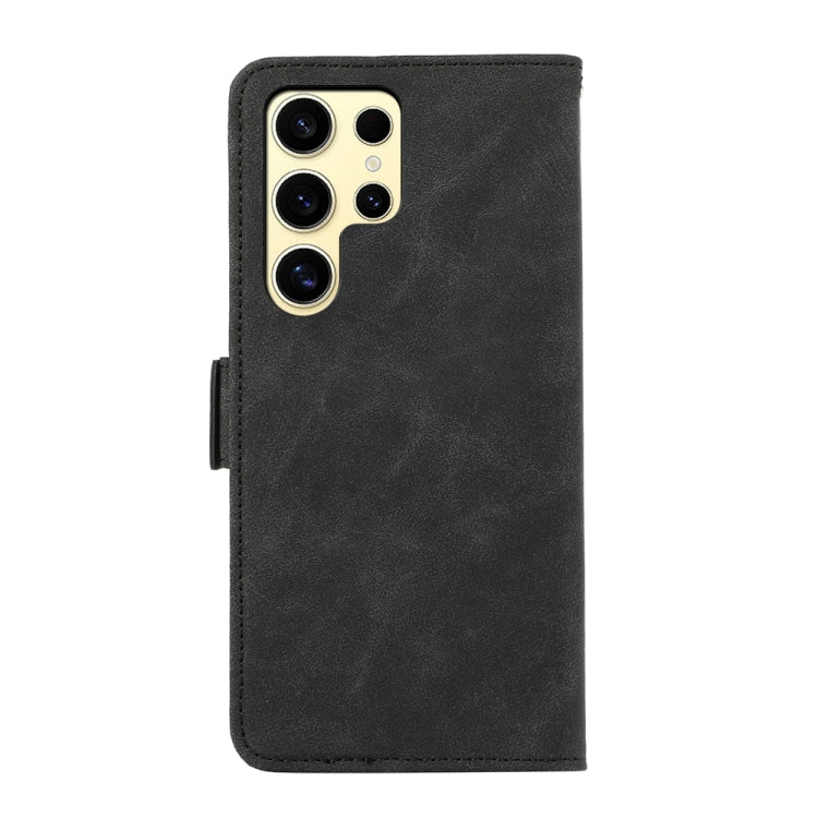 For Samsung Galaxy S25 Ultra 5G ABEEL Frosted Magnetic RFID Leather Phone Case(Black) - Galaxy S25 Ultra 5G Cases by buy2fix | Online Shopping UK | buy2fix