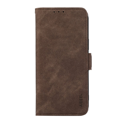 For Samsung Galaxy S25 Ultra 5G ABEEL Frosted Magnetic RFID Leather Phone Case(Brown) - Galaxy S25 Ultra 5G Cases by buy2fix | Online Shopping UK | buy2fix