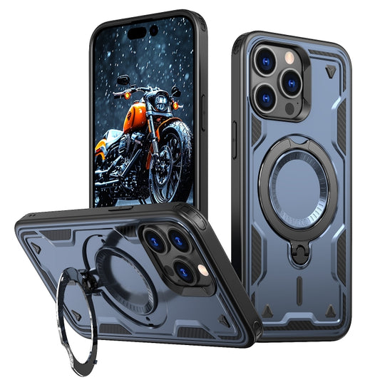 For iPhone 13 Pro Max PC Hybrid TPU Armor MagSafe Ring Holder Phone Case(Blue) - iPhone 13 Pro Max Cases by buy2fix | Online Shopping UK | buy2fix