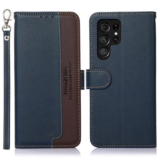 For Samsung Galaxy S25 Ultra KHAZNEH Litchi Texture Leather RFID Phone Case(Blue) - Galaxy S25 Ultra 5G Cases by buy2fix | Online Shopping UK | buy2fix