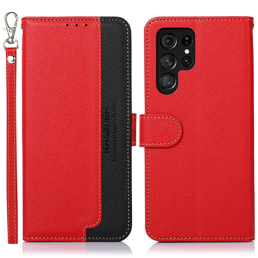 For Samsung Galaxy S25 Ultra KHAZNEH Litchi Texture Leather RFID Phone Case(Red) - Galaxy S25 Ultra 5G Cases by buy2fix | Online Shopping UK | buy2fix