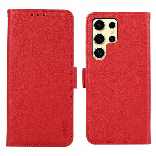 For Samsung Galaxy S25 Ultra ABEEL Side-Magnetic Litchi Pattern Leather RFID Phone Case(Red) - Galaxy S25 Ultra 5G Cases by buy2fix | Online Shopping UK | buy2fix