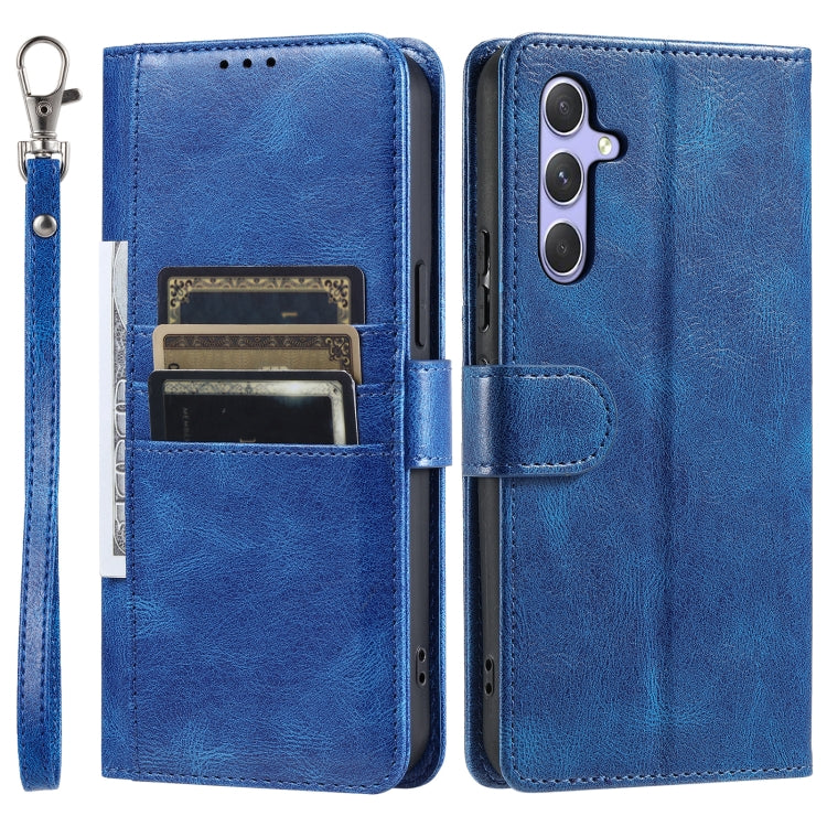 For Samsung Galaxy S25 5G Simple 6-Card Wallet Leather Phone Case(Blue) - Galaxy S25 5G Cases by buy2fix | Online Shopping UK | buy2fix