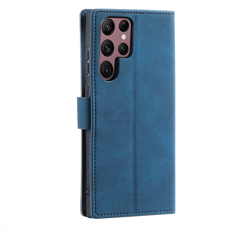 For Samsung Galaxy S25 Ultra 5G Nail Skin Feel Stitching Calf Texture Leather Phone Case(Blue) - Galaxy S25 Ultra 5G Cases by buy2fix | Online Shopping UK | buy2fix