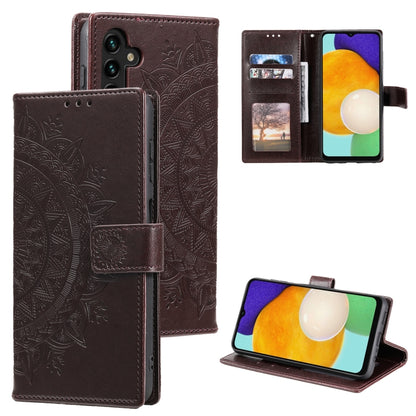 For Samsung Galaxy S25 5G Totem Flower Embossed Leather Phone Case(Brown) - Galaxy S25 5G Cases by buy2fix | Online Shopping UK | buy2fix