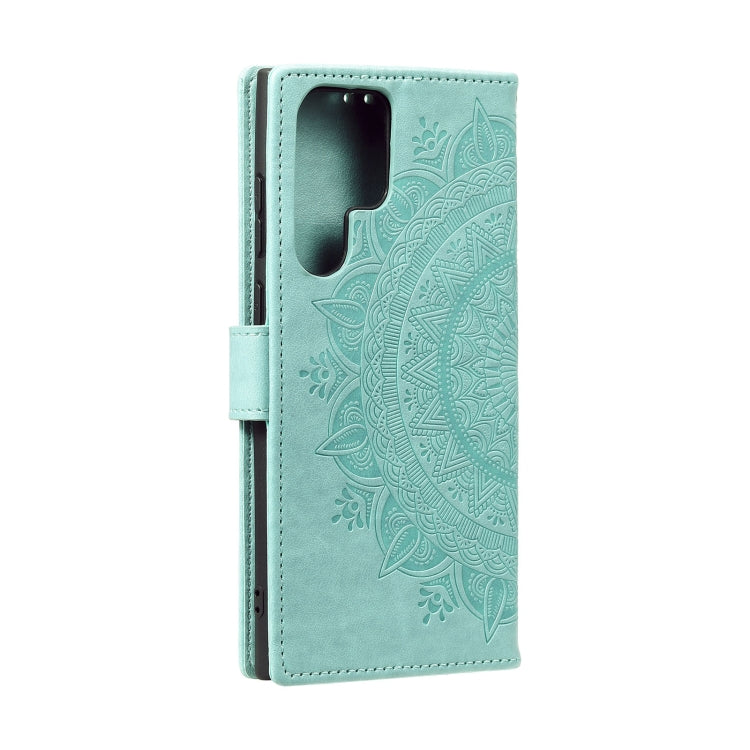 For Samsung Galaxy S25 Ultra 5G Totem Flower Embossed Leather Phone Case(Green) - Galaxy S25 Ultra 5G Cases by buy2fix | Online Shopping UK | buy2fix