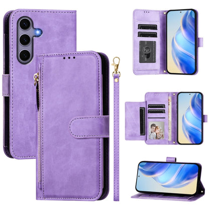 For Samsung Galaxy S25 5G Multi-Card Slots Zipper Wallet Leather Phone Case(Purple) - Galaxy S25 5G Cases by buy2fix | Online Shopping UK | buy2fix