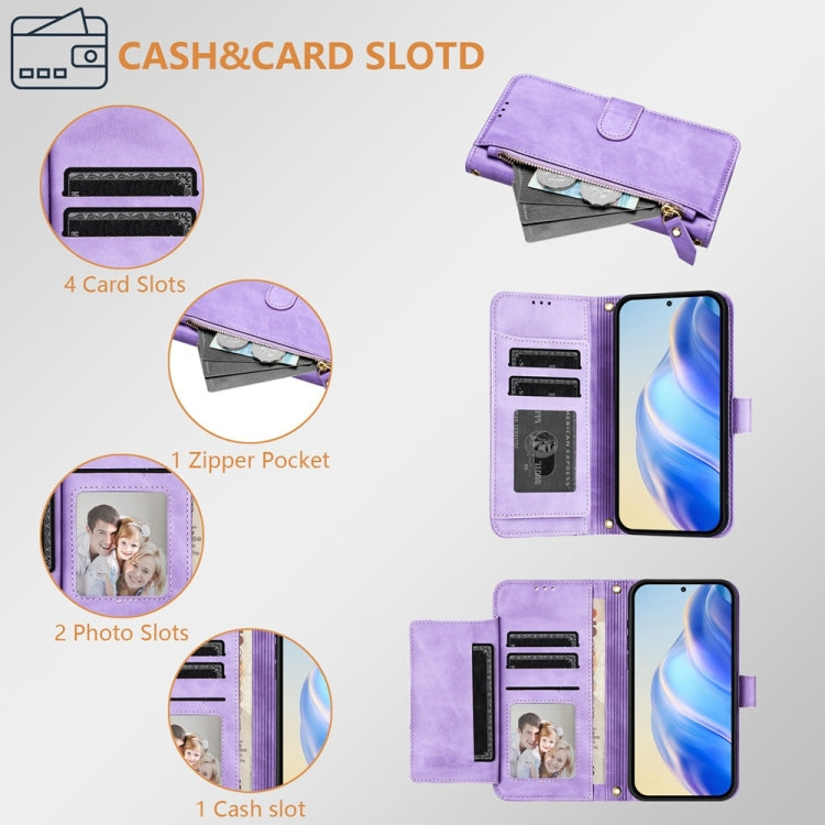 For Samsung Galaxy S25 5G Multi-Card Slots Zipper Wallet Leather Phone Case(Purple) - Galaxy S25 5G Cases by buy2fix | Online Shopping UK | buy2fix