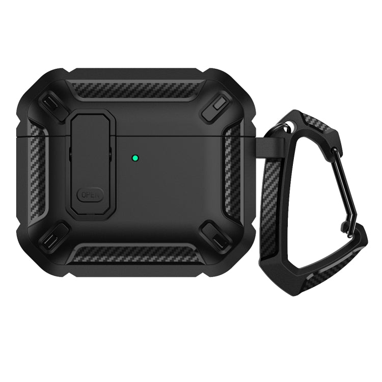 For AirPods 4 Shield Shockproof Earphone Protective Case with Hook(Black) - For AirPods 4 by buy2fix | Online Shopping UK | buy2fix